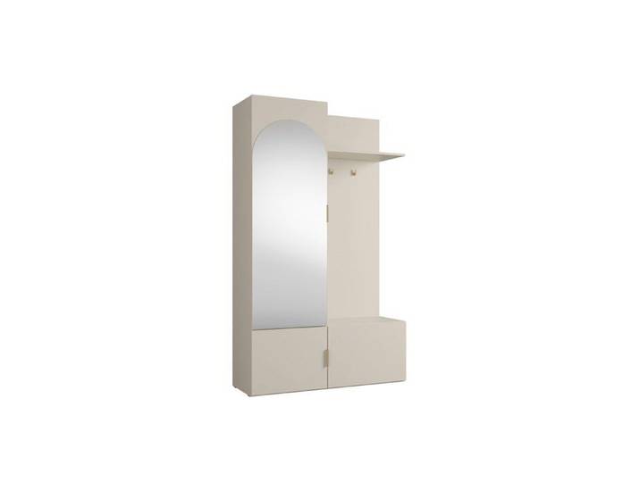 Vestiaire avec miroir et rangements - Beige et doré - JAVERIA