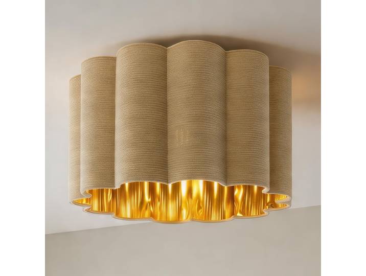 Plafonnier 40 x 31 x 40cm Beige/Beige Velours E27