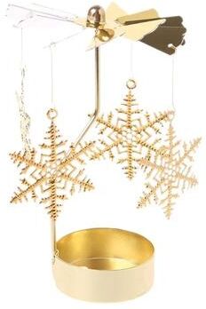 Inspired Living Enchanting Rotating Christmas Candle Holder And Candle Carousel snowflake