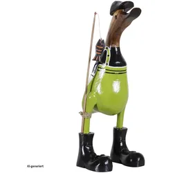 HTI-Living, Deko Figuren + Skulpturen, Dekoente Fjordquak der Fischfänger aus Holz 25 cm Angler Ente maritime Figur