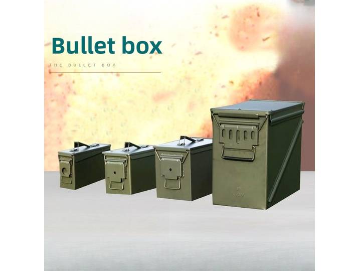 Boîte à balles en métal, boîte de rangement en feuille de fer pour outils de quincaillerie, petite boîte vide de munitions portable de protection multifonctionnelle