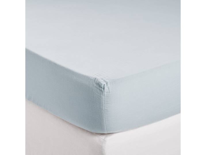 Drap housse en coton bleu 140x200 cm