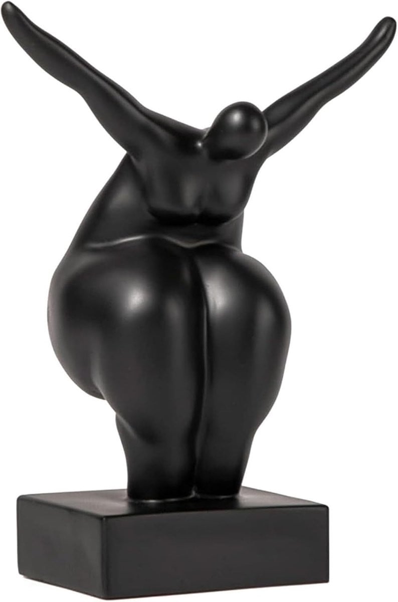 Abstract Vrouw Beeld Karakter Sculptuur Zwart Hoogte: 25 cm