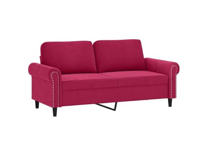 KTHLBRH 3-teiliges Sofa-Set aus Samt in Weinrot mit Kissen 2-Sitzer-Sofas, Fußstütze, Metallrahmen, Schaumstoffgummi, 4 Kissen