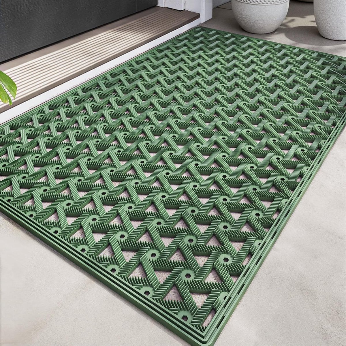 Groene antislip buiten deurmat met waterafvoer, 60 x 90 cm