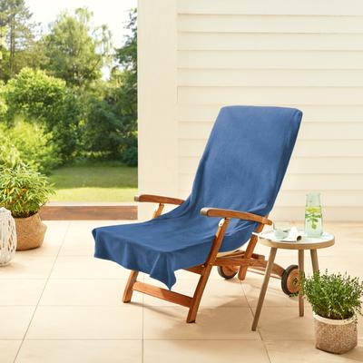 Handtuch DYCKHOFF "Stuhlauflage / Liegeauflage", blau, B:60cm L:130cm, Frottier, Frottier, Handtücher, Schonbezug mit Einschubtasche