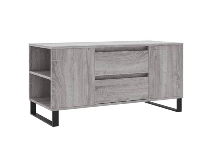 Couchtisch Eiche Sonoma grau 102x44,5x50cm Stabile Konstruktion, leicht zu reinigen, Tischplatte aus 4 Teilen für Wohnzimmer und Büro