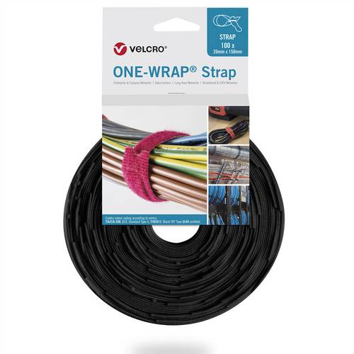 VELCRO One Wrap Strap 20mm x 200mm, 100 Stück, schwarz