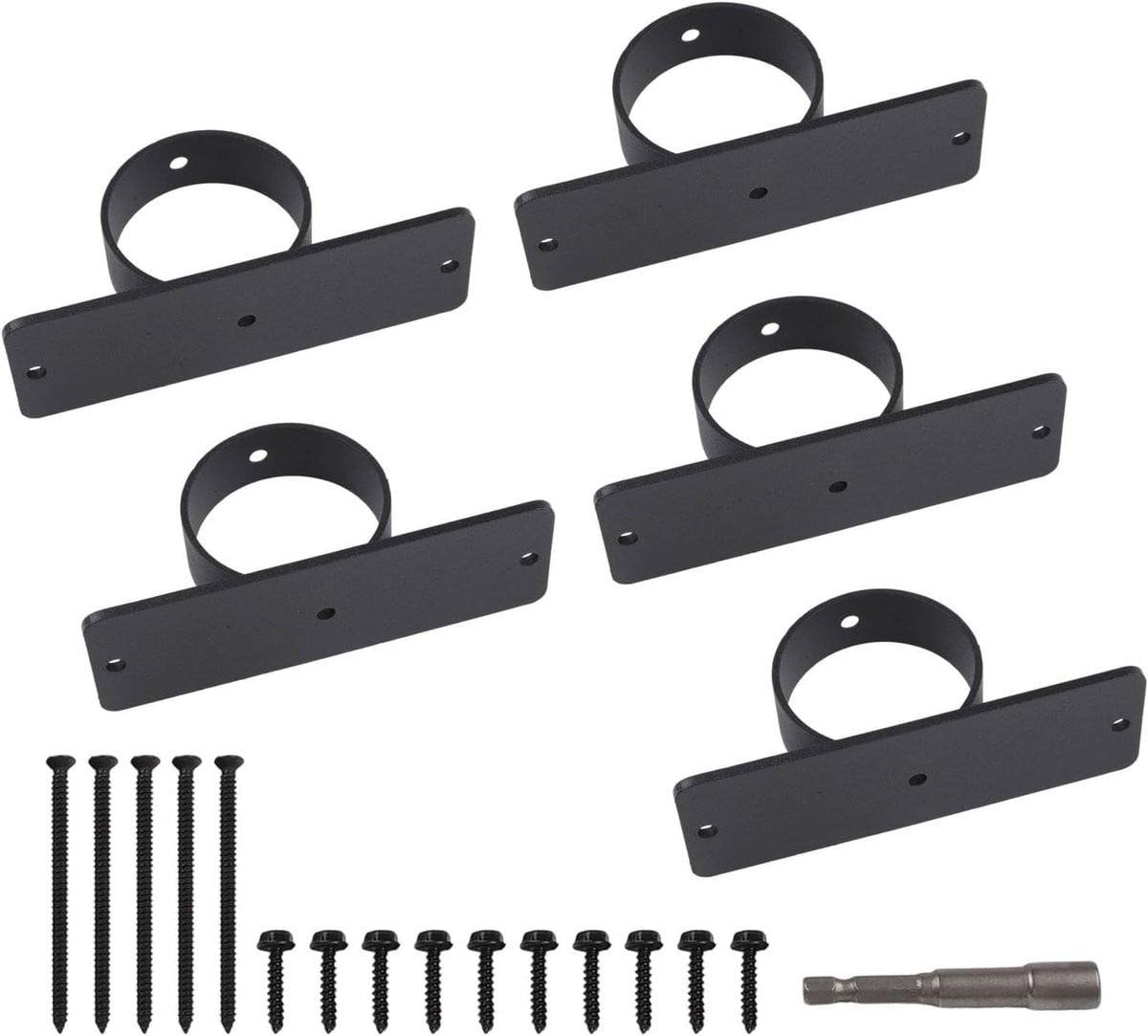 Set van 5 zwarte touwhouders van roestvrij staal voor tuin decoratie