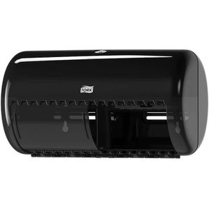 Tork Toilettenpapierspender Elevation, 557008, T4 System, aus Kunststoff, für 2 Kleinrollen, schwarz
