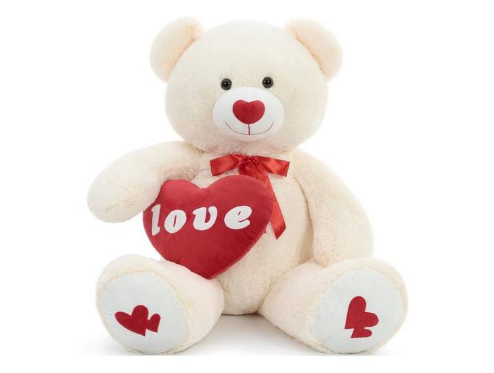 LuxusKollektion Kuscheltier Teddybär 130cm XXL Herz I Love You Kinder Mädchen Frauen Ivory (1-St)