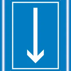 HB-Druck Richtungspfeil runter Aufkleber hochkant weiss blau Pfeil A6 (105x148mm)