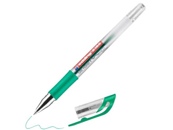 edding 2185 Gel roller, groen, 1 pen, 7 mm, gelpen om te schrijven, te tekenen, voor mandala's, bullet journals, gelroller, rollerbalpen