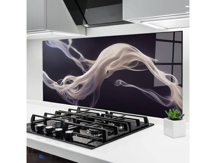 ARTHUB® Küchenrückwand aus Glas 60x120 cm, 4mm ESG Spritzschutz, Glasplatte, Herdspritzschutz, Wandschutz für Herd, Hartglas, Abstrakte, Abstrakt Mit Linien, Grey Smoke