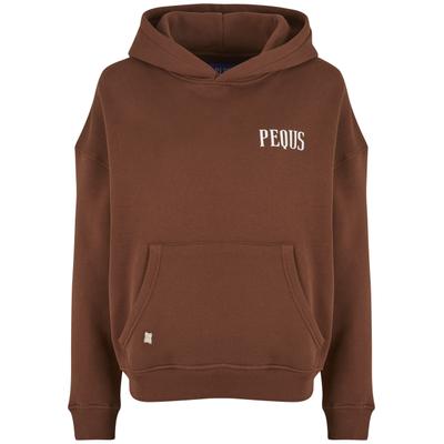 Kapuzensweatshirt PEQUS "PEQUS PEQUS Back Logo Hoodie", Damen, Gr. S, braun, 100% Baumwolle, bedruckt, Rundhals, Sweatshirts