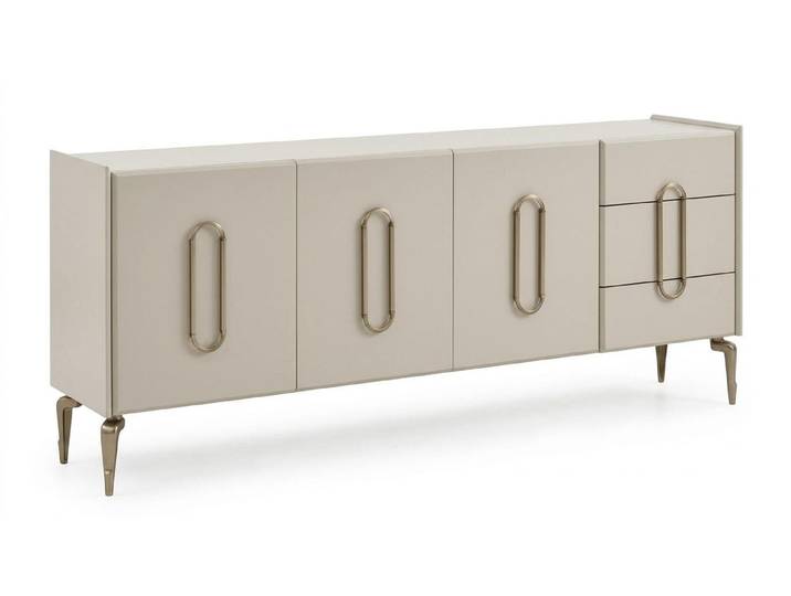 JVmoebel Sideboard Sideboard Modern Weiß Holz Metall Großer Kommode Anrichte (1-tlg)