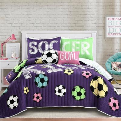Lush Decor Girls Soccer Kick Quilt Set