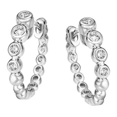 Paar Creolen FIRETTI "Schmuck Geschenk Silber 925 Ohrschmuck Ohrringe Kugeln rund Tennis", silber (silberfarben, kristallweiß, kristallweiß), Ohrringe, Damen, 15mm, Silber 925 (Sterlingsilber), mit Zirkonia (synth.)