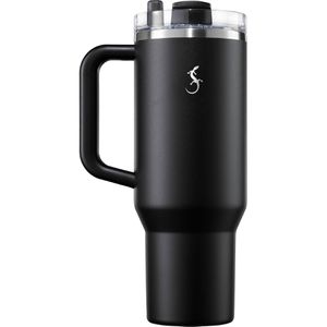 Lurch Thermobecher Big Cup, mit Henkel, schwarz, hält 12 h kalt, Edelstahl doppelwandig, 1,2 Liter