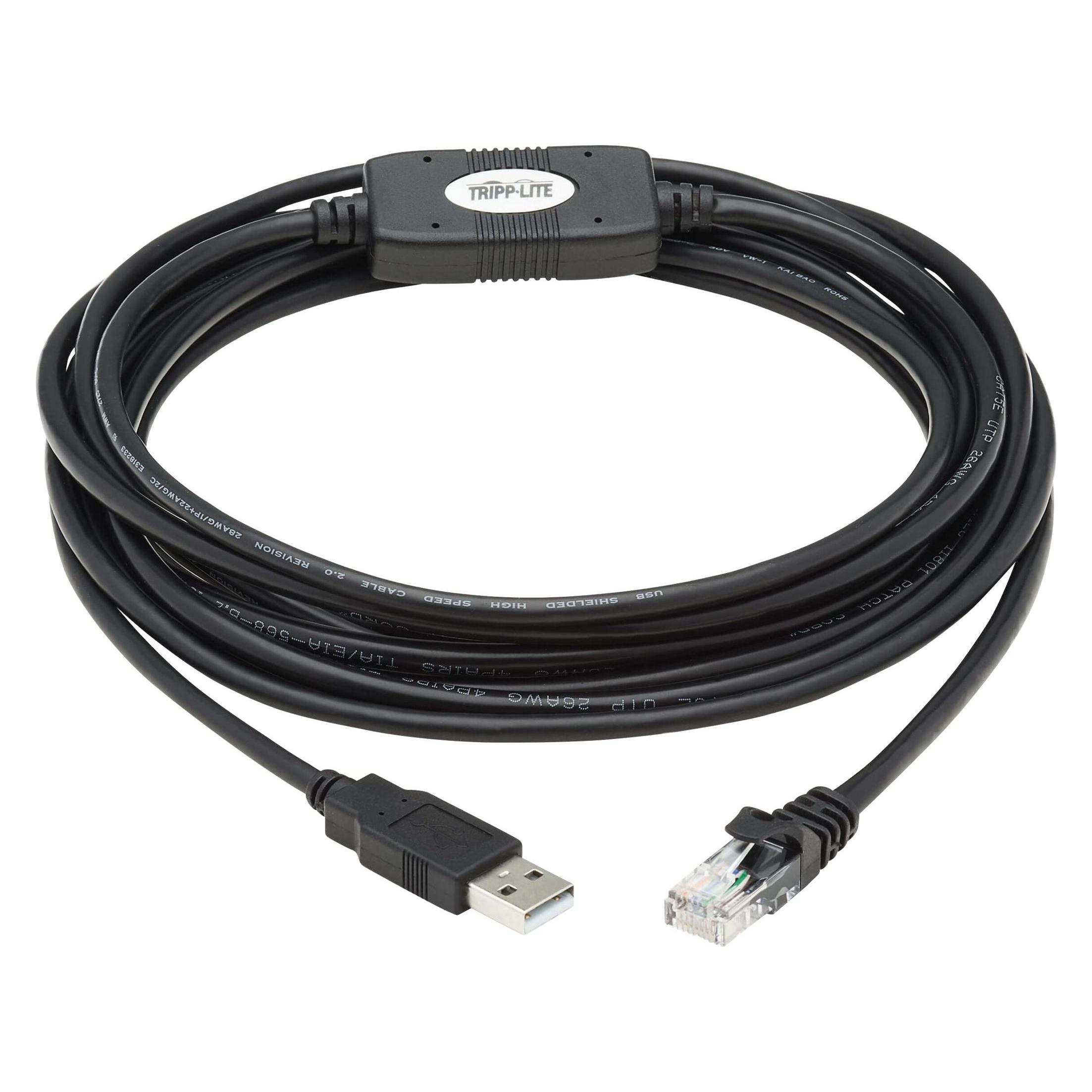 Eaton TRIPPLITE USB-A to RJ45 Rollover Console Cable M/M - Cisco Compatible 250 Kbps 15ft. 4,57m Bla (4.57 m) (U009-015-RJ45-X)