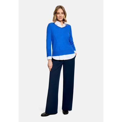 Strickpullover BETTY BARCLAY "Damen mit V-Ausschnitt", Damen, Gr. 36, blau (adria), Strick, Obermaterial: 100% Kaschmir, Basic, gerade normal, V-Ausschnitt, Pullover Strickpullover, Strick
