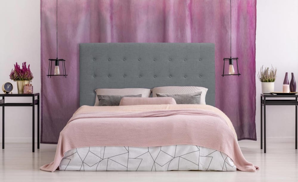 Menzzo Tête de lit 160cm tissu gris Gris 163x120x11cm