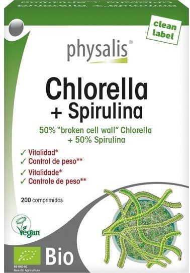 PHYSALIS Chlorella y Espirulina Bio 200 comp