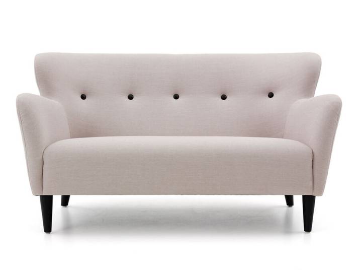 Sofa Happy grau hellgrau Knöpfe Leder schwarz 150x81x82 cm