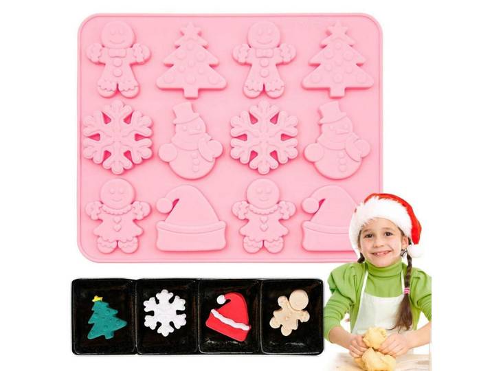 Silikonform Weihnachten Rosa, Kunststoff, Backen & Backzubehör, Backformen, Backformen-Sets
