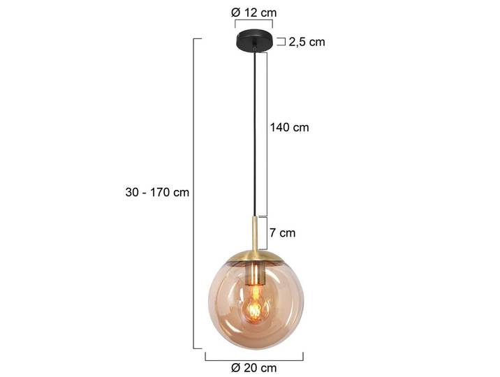 Steinhauer Glas Hängelampe Bollique, dimmbar, messing / gold, für Wohn- / Esszimmer, Metall, Pendelleuchte