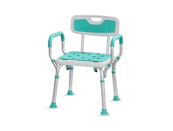 IXMLDAXD Der Stuhl, Adjustable Shower Chair for Elderly with Arms and Back - Non-Slip Stool for Disabled Adults Extra-Wide Seat 180Kg Weight Capacity Ideal Bathing Aid(White D)