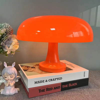 Newmooncrystals Modern Bauhaus Mushroom Table Lamp, Classic Bedroom Bedside Table Lamp, Decorative Art Table Lamp orange usb Plug