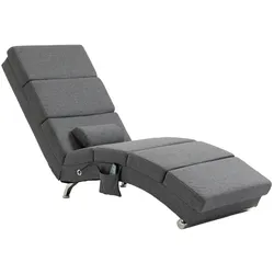 OKWISH Relaxliege Massagesessel Dunkelgrau 168x56x84 cm klappbar mit 8 Massagepunkten Lendenwärme 5 Modi Kabel Fernbedienung Seitentasche