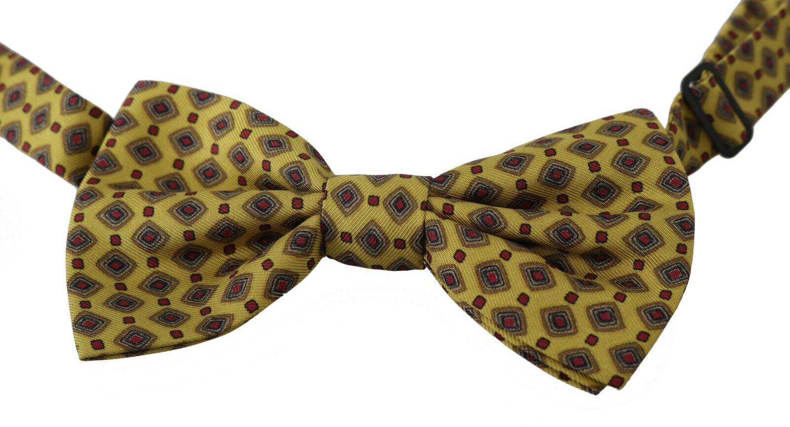 Dolce & Gabbana Geel Patroon Silk verstelbare nek herenbind