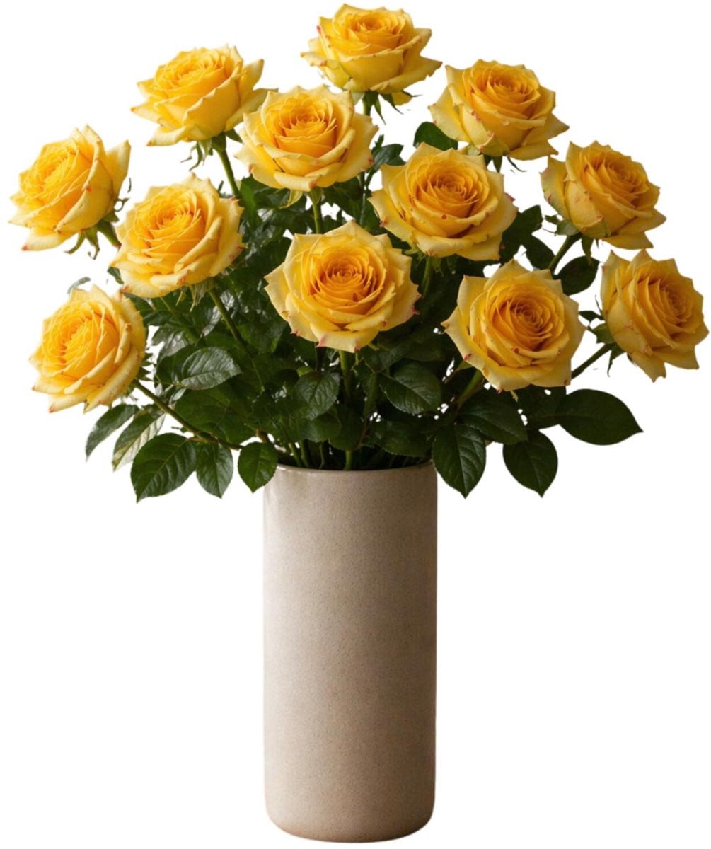 Mica Decorations Kunstbloemen Roos Amore - Geel - Boeket van zijdebloemen - 66 cm