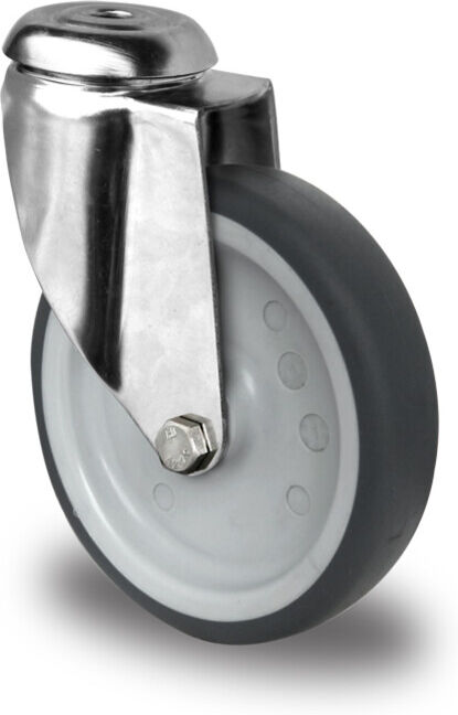 CASCOO Roulette pivotante à trou central ø 100 mm série P2T2 palier lisse inox (HAH12S0100P2T2L0N)
