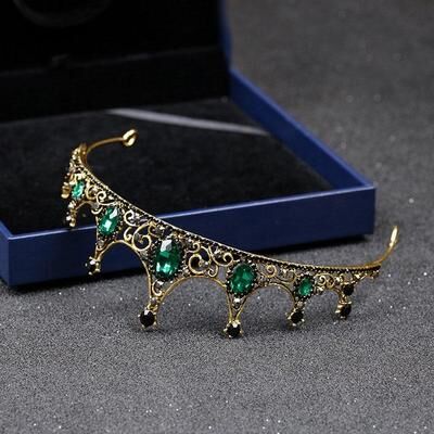 Inspired Deals Vintage Green Crystal Tiara Baroque Bridal Crown Wedding Hair Accessory Vintage Green Crystal Tiara Baroque Bridal Crown Wedding Hair Accessory