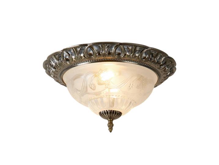 Deckenleuchte Derby Flush, Messingfarben, Metall, Glas, rund, 17 cm, Lampen & Leuchten, Innenbeleuchtung, Deckenleuchten, Deckenleuchten