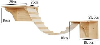 Uplift Picks Wall Mounted Cat Climbing Shelves With Hammock Steps And Wooden Jumping Platforms ladder Set (3 Pcs)