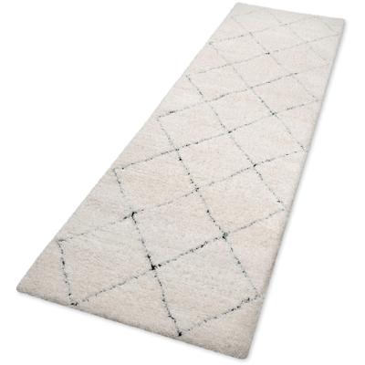 Hochflor-Teppich OTTO HOME "Aveline, auch als Läufer erhältlich", beige, B:80cm H:35mm L:400cm, Polypropylen, Teppiche, Langflor, Shaggy im Berber Stil, geometrisch, Raute, Wohnzimmer