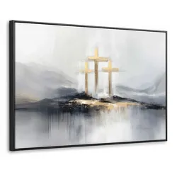 LEINWAND Bilder mit Rahmen - Abstrakt - Malerei - Christentum - Kreuz - 120x80