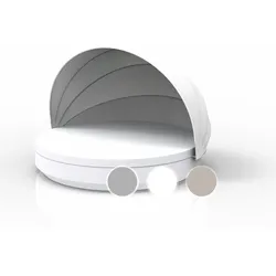 Vondom »VELA« Outdoor Daybed rund inkl. Faltdach Ecru mit Bezug Silvertex Ecru 0009 / Basic Matt / Sunvision Ecru