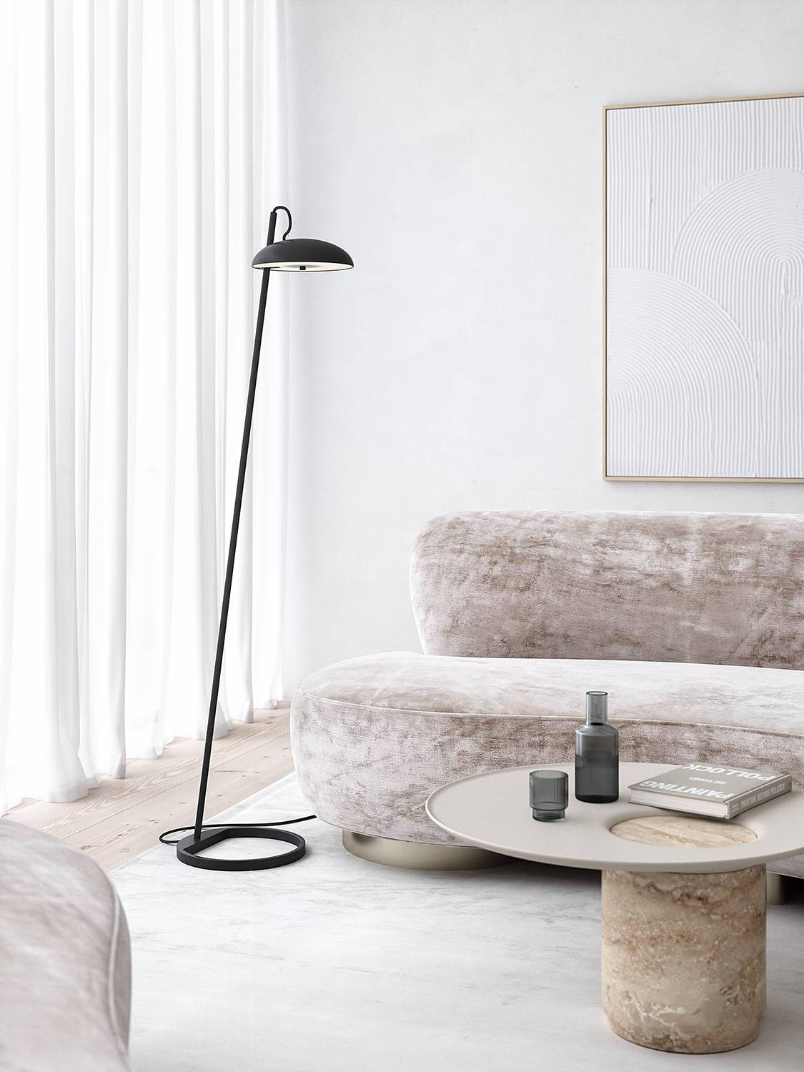 DFTP by Nordlux Versale Vloerlamp Black - Modern Scandinavisch Design - Metaal en Kunststof - Ø 28 cm