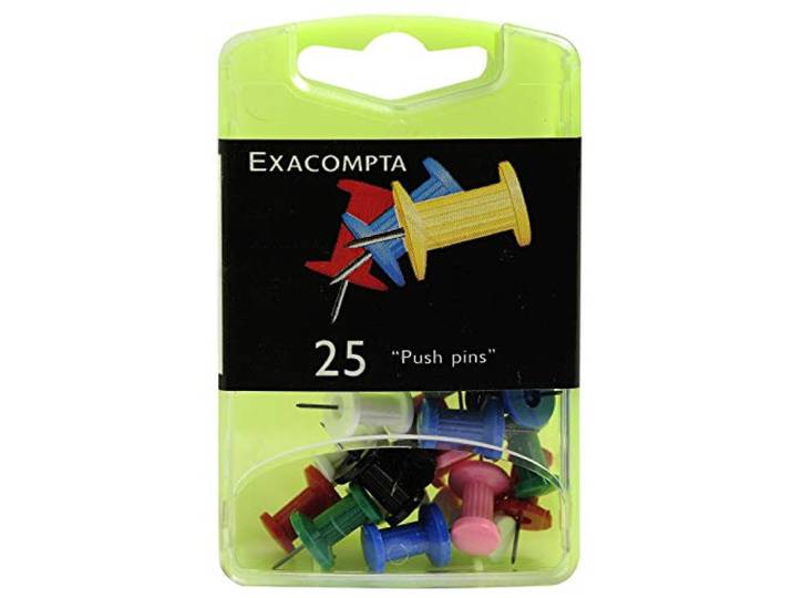 Exacompta blisterdoos met prikbordnaalden Push Pins Gesorteerd 25 Stuk kleuren gesorteerd