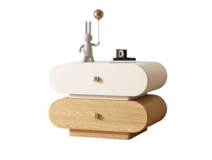xiuling4568 Nachttisch mit 2 Schubladen, Kleiner Nachttisch, Sofaseite aus Holz for Schlafzimmer, Arbeitszimmer und Räume(Medium)