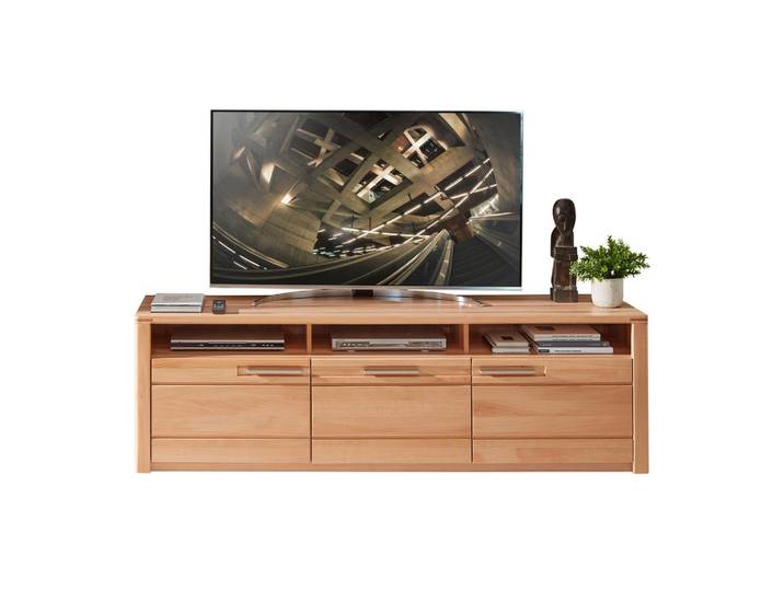 Carryhome Tv-Element, Kernbuche, Holz, Kernbuche, massiv, 4 Fächer, 190x58x45 cm, Kabeldurchlass, Wohnzimmer, TV Möbel, TV-Racks