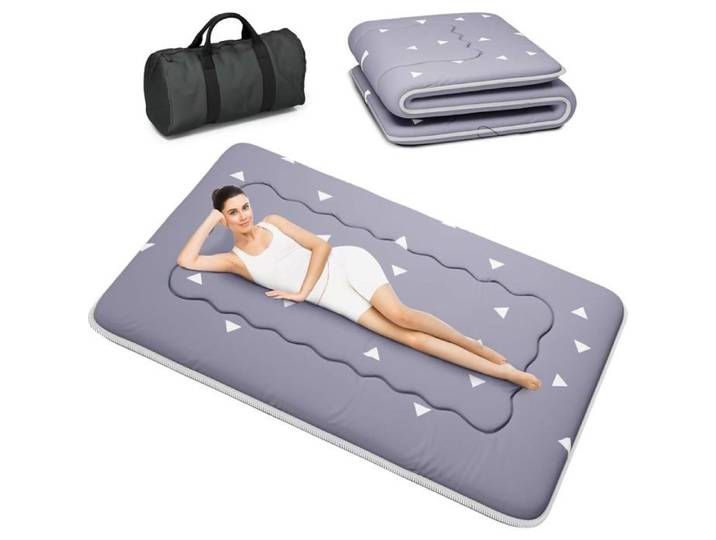 Matelas futon japonais pliable et enroulable - format tatami 120x200 cm coloris gris idéal en couchage d'appoint ou dortoir