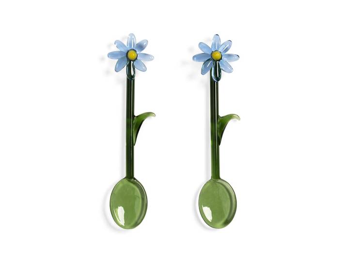&Klevering - Lepel flora blauw set van 2