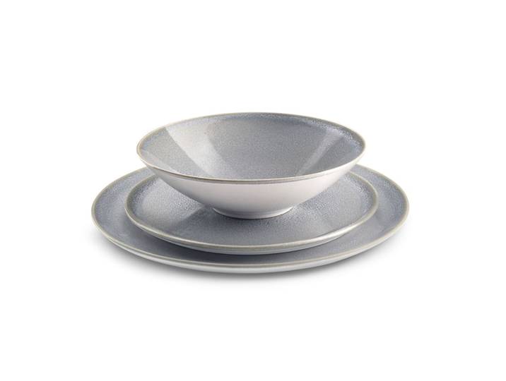 Service de vaisselle 18 pièces en grès gris