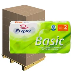 Toilettenpapier Fripa Tissue BASIC 2 2-lagig, Palette Palette mit 1728 Rollen x 250 Blatt, 2-lagig